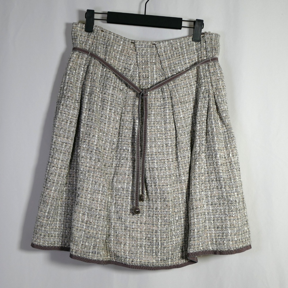 Womens Made in Italy Tweed Belted Skirt Size 44 US 10 Business Career Feminine
